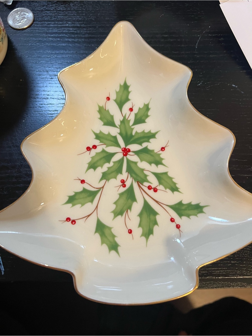 Lenox Christmas tree candy tray